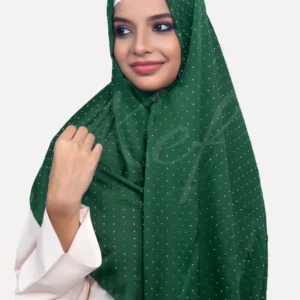 DAPPLE DOT SILK HIJAB - DARK GREEN