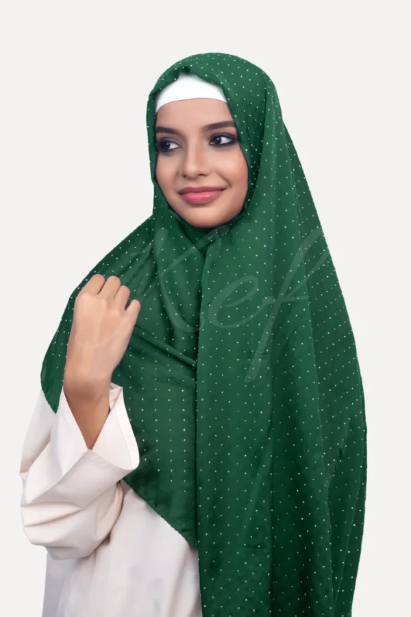DAPPLE DOT SILK HIJAB - DARK GREEN